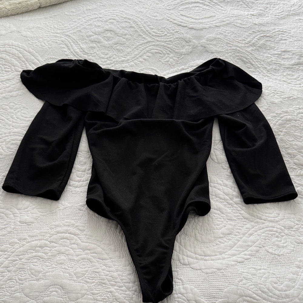 Black Off-Shoulder Bodysuit